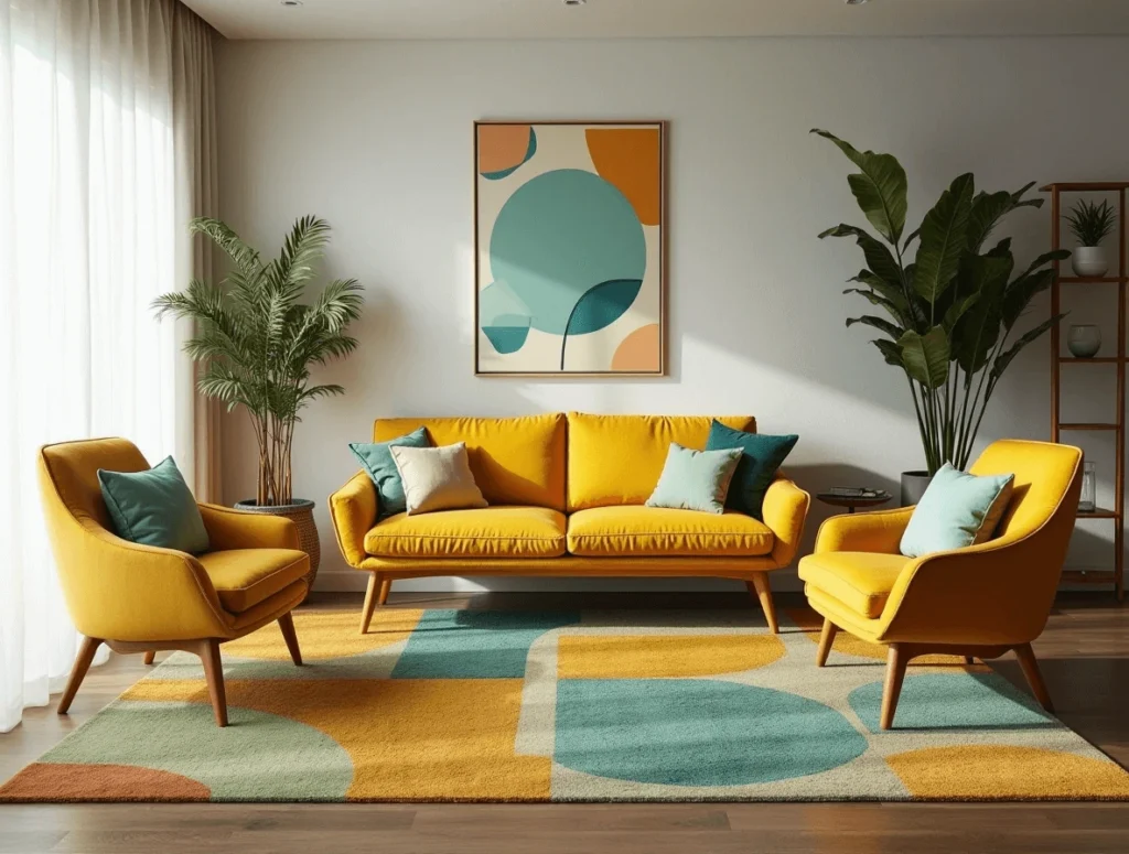 Cozy mid century modern living room