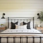 black and white farmhouse bedroom