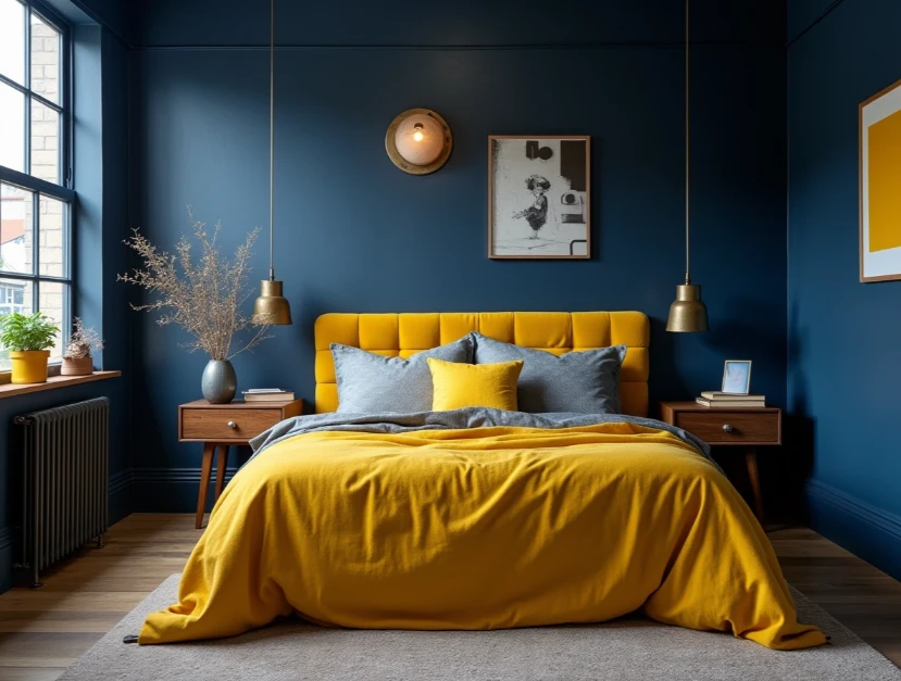 Bold Statement with Bedroom Decorating Ideas Blue and Yellow