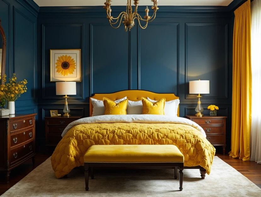 Elegance with Bedroom Decorating Ideas Blue and Yellow