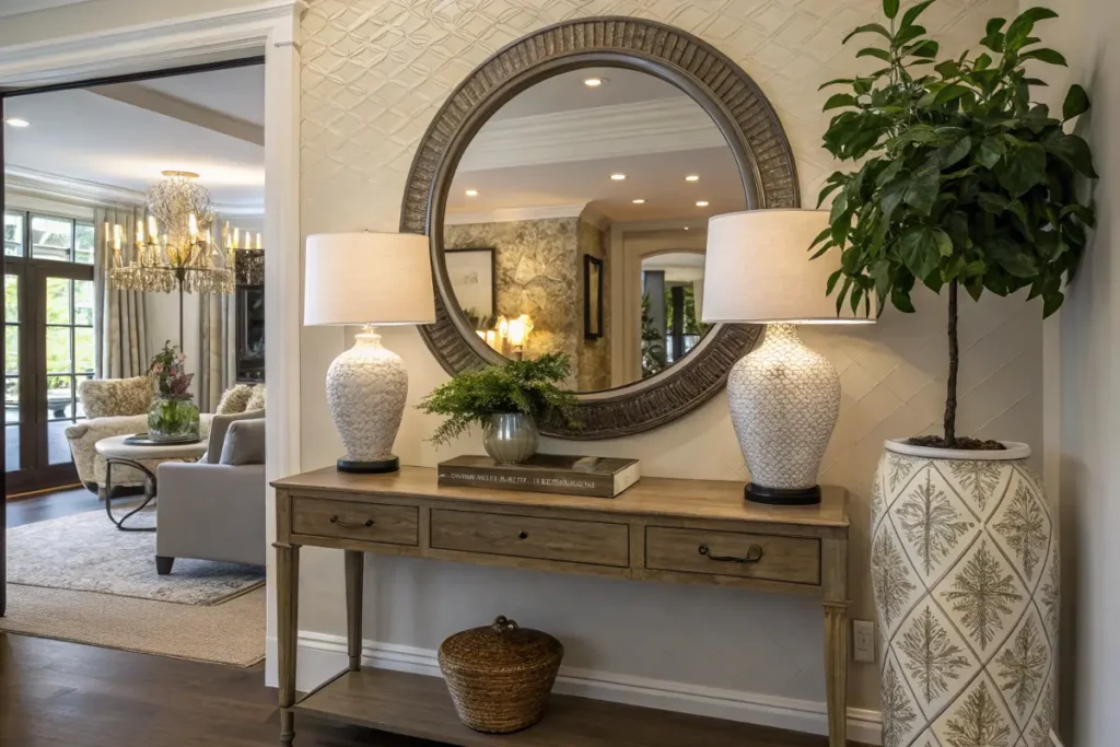 Entryway Table Decor with a Mirror