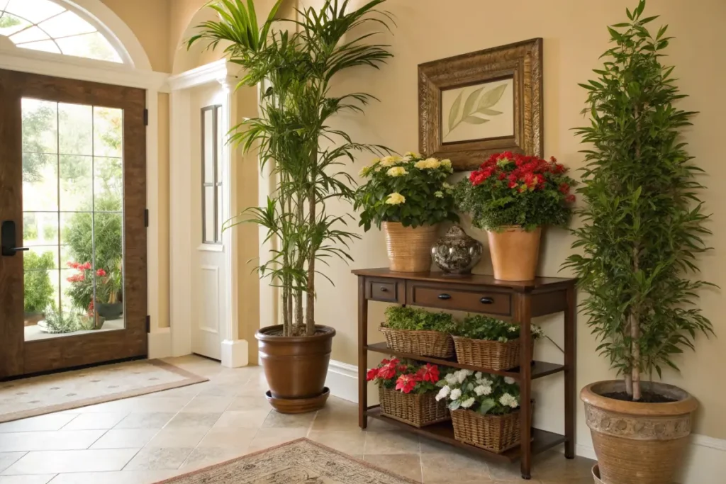 foyer with a variety of indoor plants