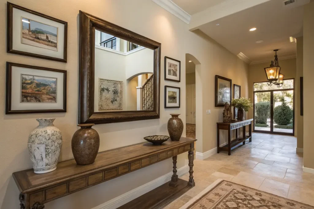 foyer with artwork on the walls