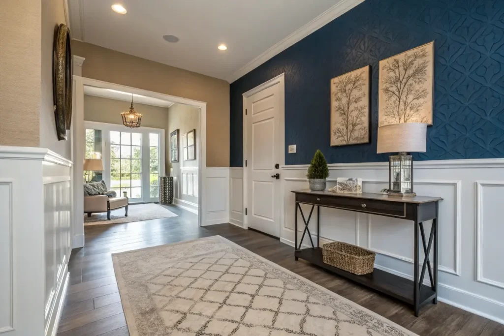 foyer with bold wall colors