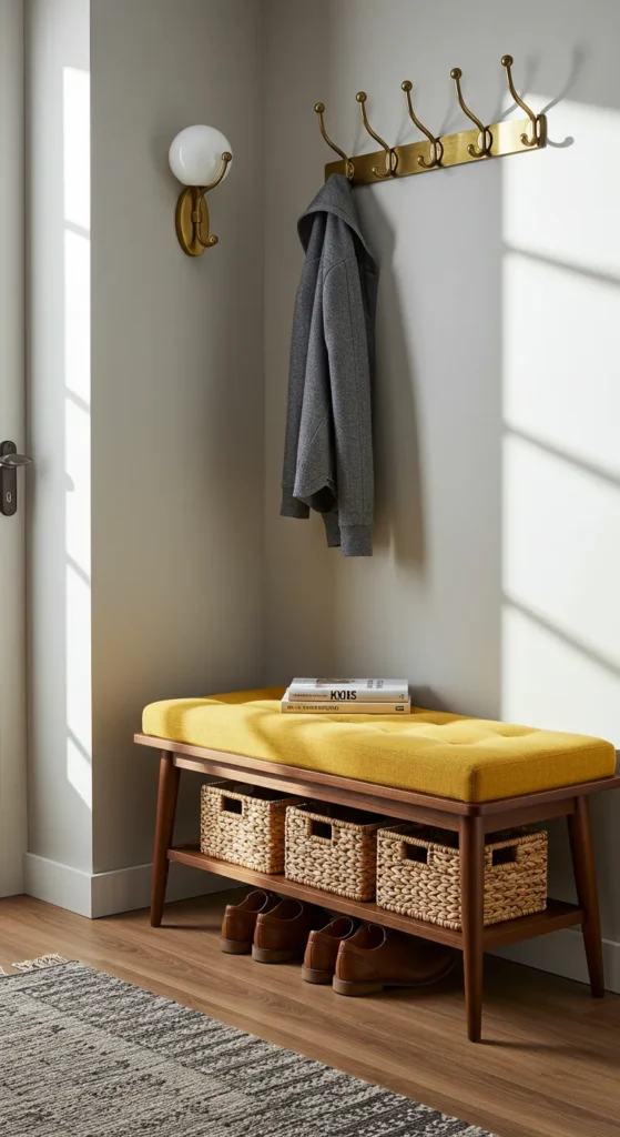 7 Functional Entryway Ideas for Your Apartment Add a Bench with Storage