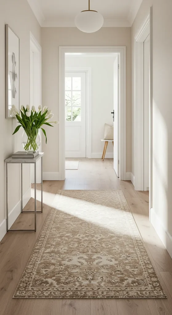 9 Genius Ideas To Maximize A Narrow Entryway Define the Space with Rugs