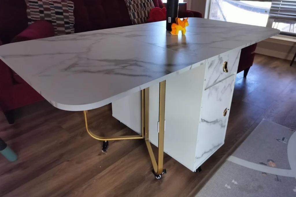 FUNROLUX Folding Dining Table with Rack and 2 Storage Drawers