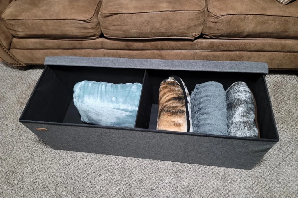 SONGMICS 43 Inches Folding Storage Ottoman Bench