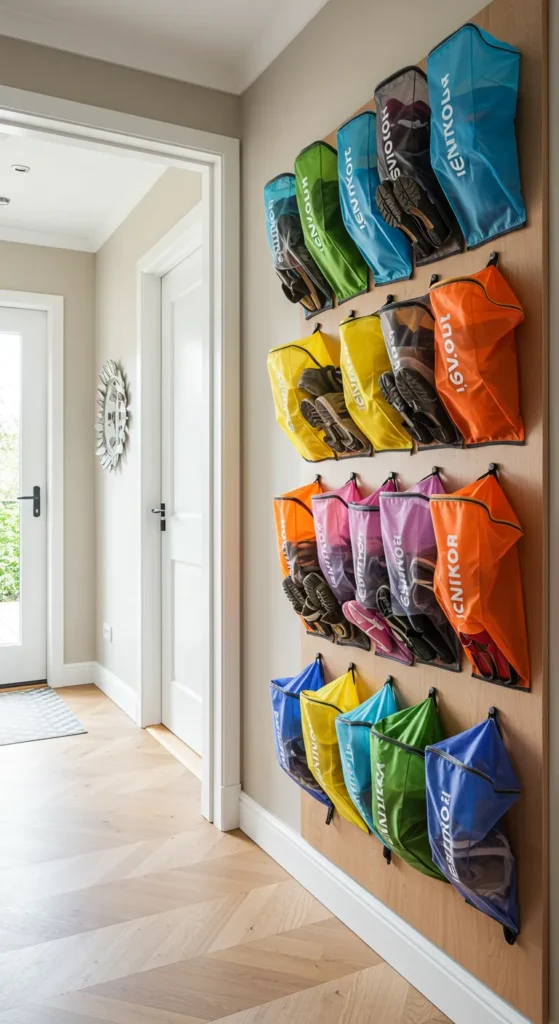 10 Home Entrance Shoe Storage Ideas For Every Style Color-Coded Shoe Collages