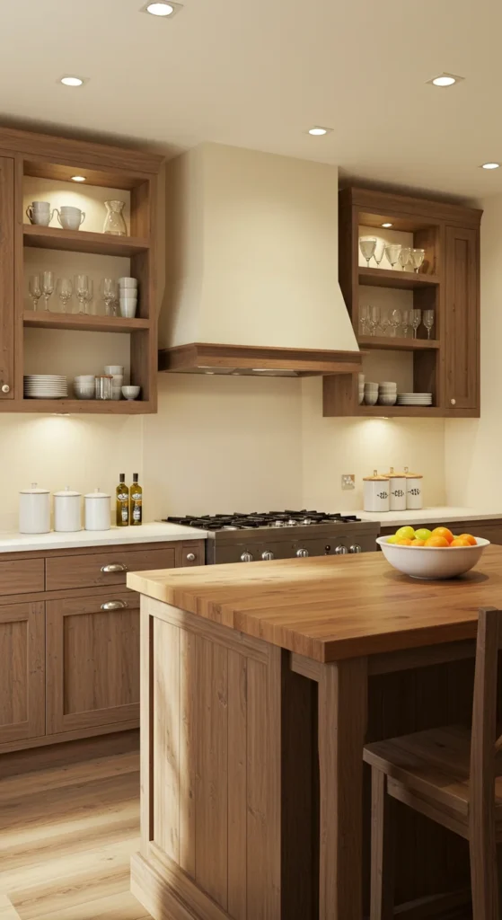 7 Kitchen Lighting Ideas for Style & Practical Use Accent lights highlight shelves and add warmth to kitchen