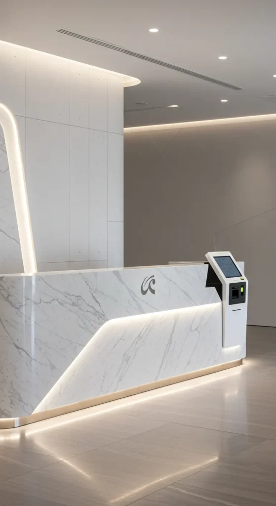 8 Stunning Entrance Lobby Design Upgrades Attention-Grabbing Reception Desk