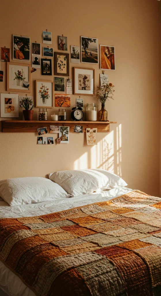 7 Bedroom Inspirations for Better Sleep and Relaxation Bedroom with personal decor like photos and handmade art