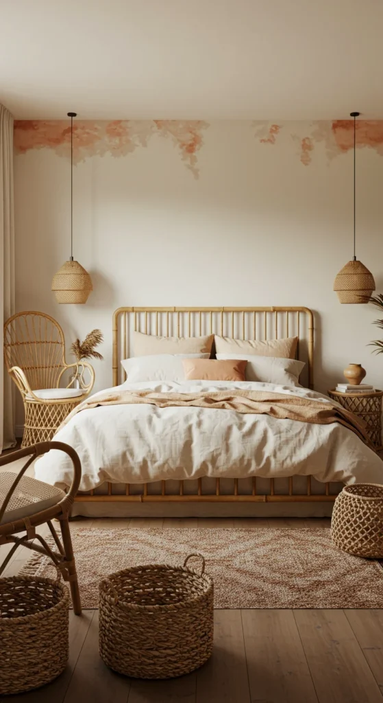 6 Boho Bedroom Decor Ideas to Transform Your Space Boho bedroom with bamboo furniture and rattan accents