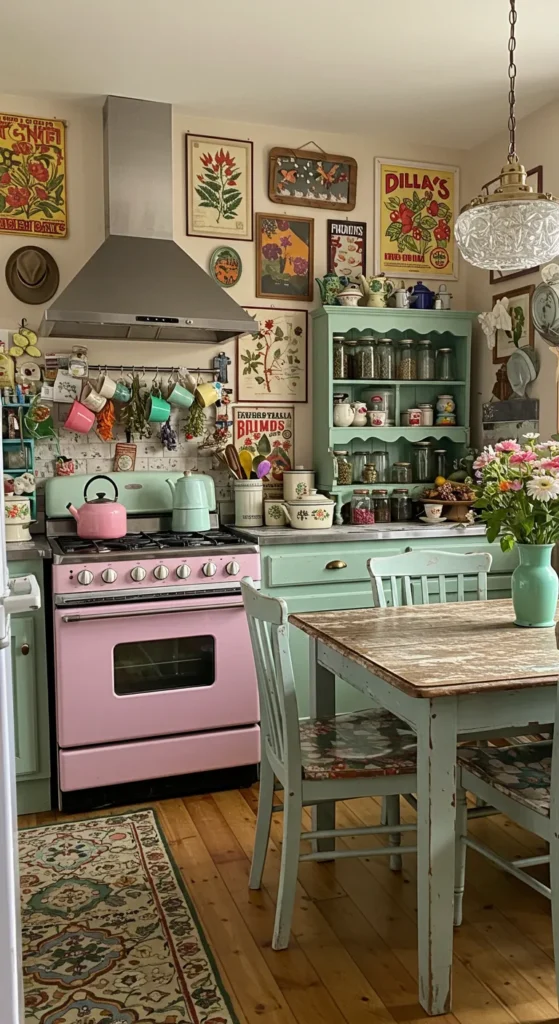 9 Beautiful Boho Kitchen Ideas You Need To Try Boho kitchen with retro appliances and vintage finds