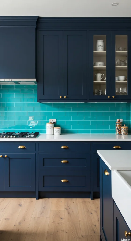 10 Stunning Bloxburg Kitchen Ideas to Inspire You Bold navy and gold Bloxburg kitchen with modern accents