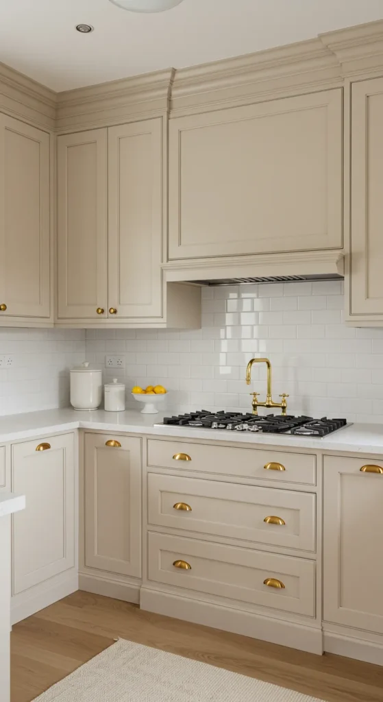 10 Beautiful Beige Kitchens That Inspire Warmth Bright kitchen with beige cabinets and white accents