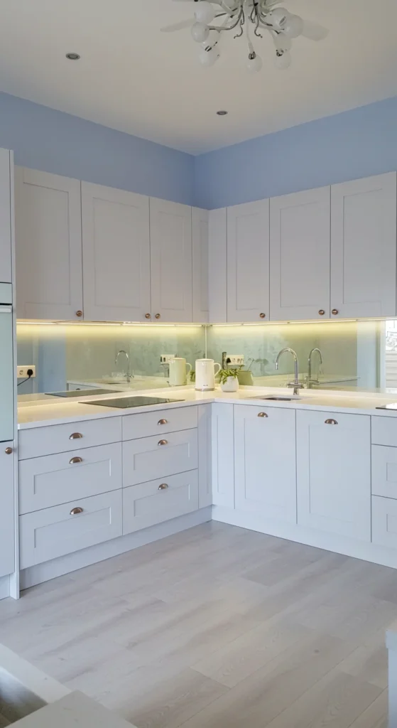 6 Small Kitchen Remodel Ideas to Maximize Space Bright kitchen with light colors and under-cabinet lighting