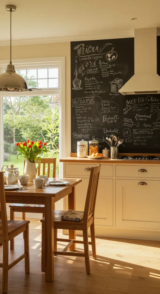 8 Stunning Kitchen Backsplash Ideas to Try Now Chalkboard backsplash with hand-drawn recipes
