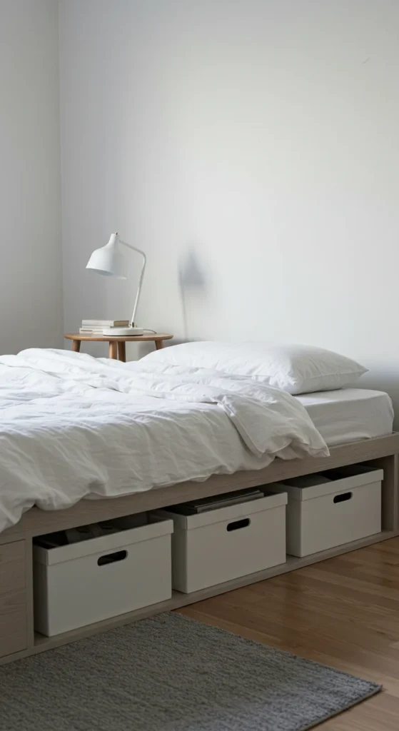 6 Minimalist Bedroom Ideas for a Calm, Serene Space Clutter-free minimalist bedroom with smart storage solutions