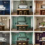 Collage of 8 stunning kitchen color combinations in one space