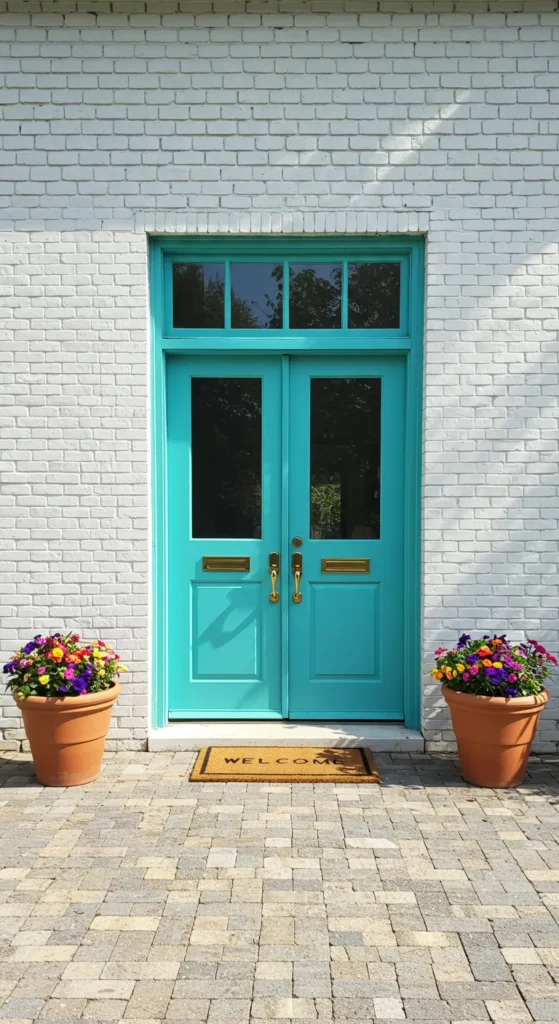 10 Double Door Entrance Ideas to Boost Your Home's Curb Appeal Colorful Painted Doors