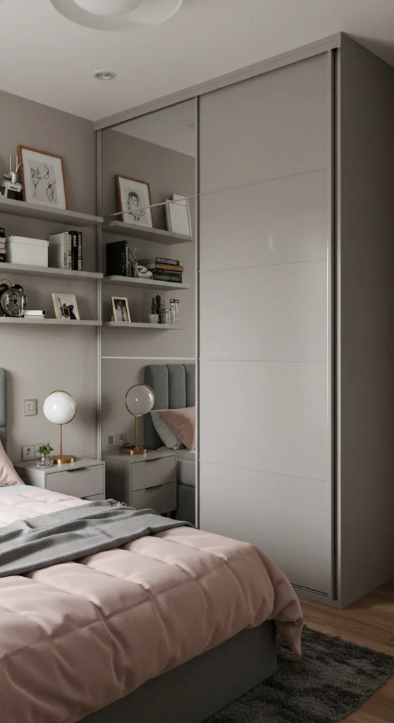 6 Bedroom Wardrobe Design Ideas Compact bedroom with mirrored sliding wardrobe