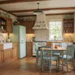 Complete country kitchen with rustic elements and cozy feel