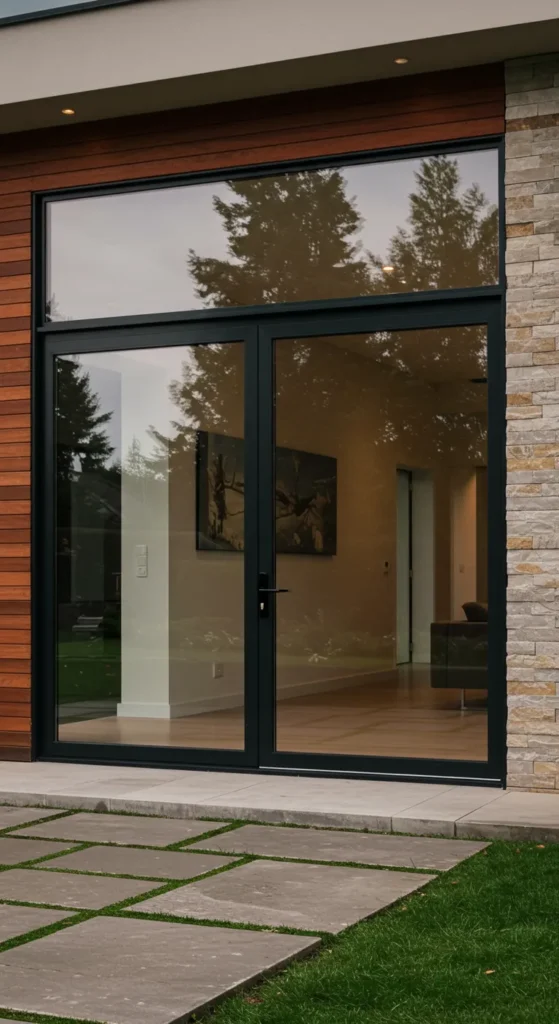 10 Double Door Entrance Ideas to Boost Your Home's Curb Appeal Contemporary Glass Panel Doors