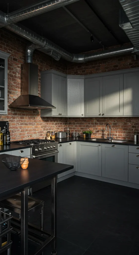 7 Beautiful Grey Kitchen Cabinet Paint Colors Cool grey cabinets with an industrial-style kitchen