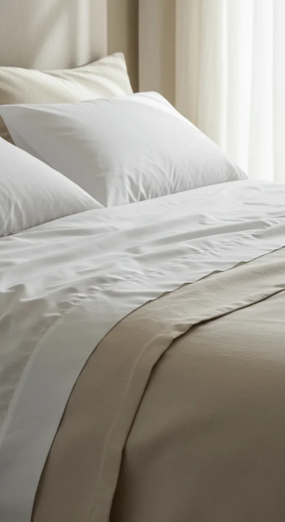 7 Bedroom Inspirations for Better Sleep and Relaxation Cozy bed with high-quality cotton sheets and plush pillows
