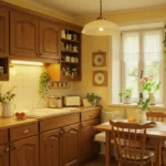 Cozy kitchen with warm lighting and inviting decor