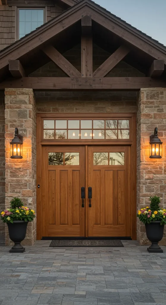 10 Double Door Entrance Ideas to Boost Your Home's Curb Appeal Craftsman Style Doors