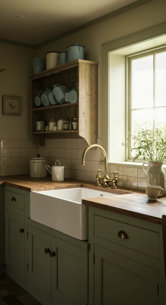 6 Cozy Country Kitchen Tips for a Rustic Makeover Cream and sage green country kitchen with soft colors