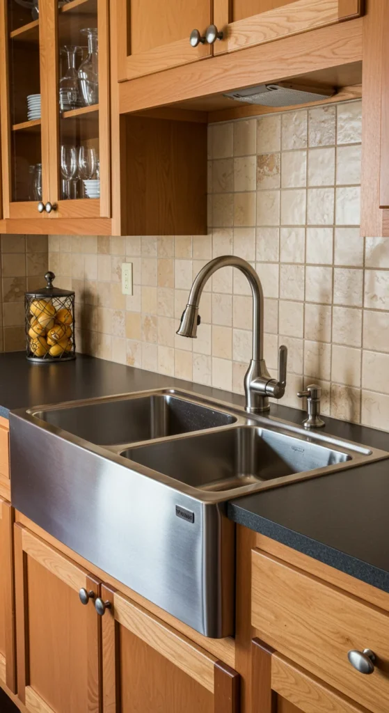 7 Stylish Kitchen Sink Ideas to Transform Your Space Double basin stainless steel sink in a modern kitchen