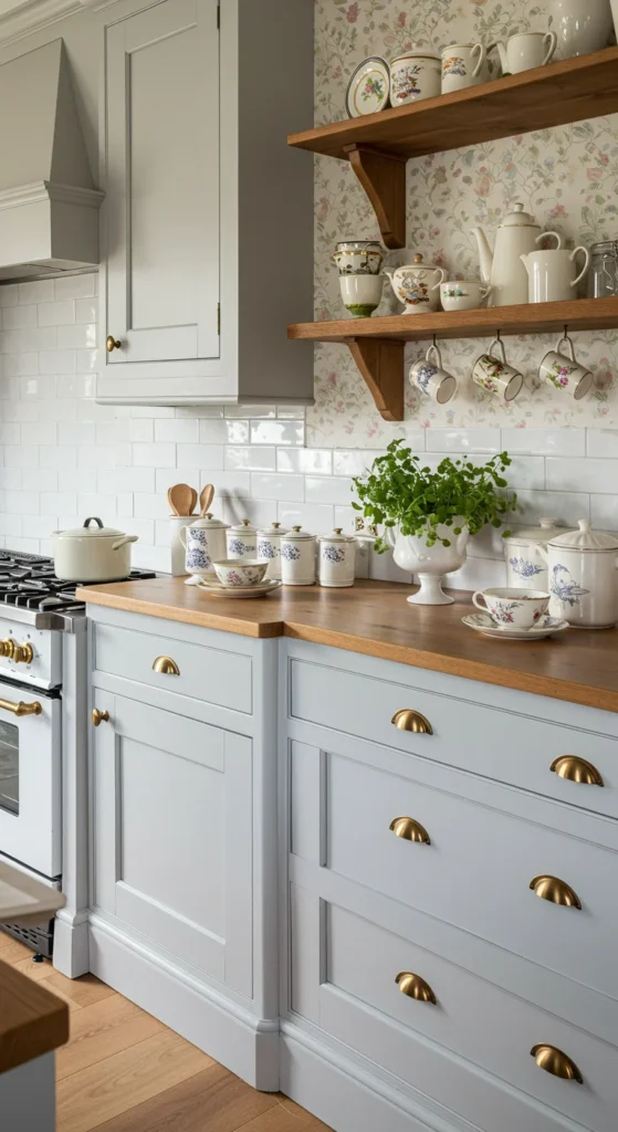 7 Beautiful Grey Kitchen Cabinet Paint Colors Dove grey kitchen cabinets in a cozy setting