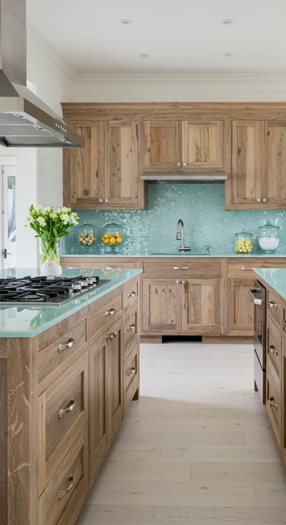 Eco-conscious kitchen with recycled and natural materials