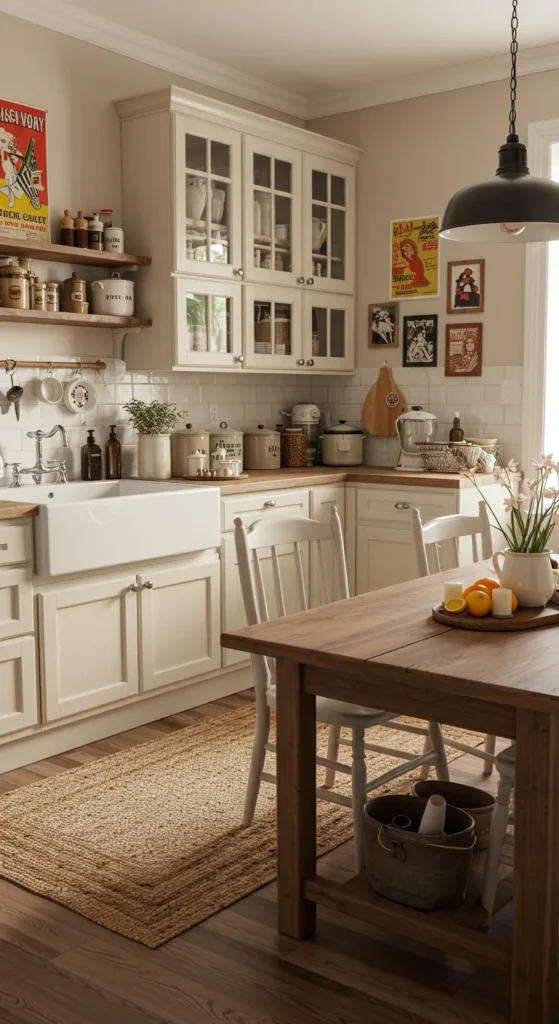 10 Stylish Kitchen Decor Ideas for New Homes Farmhouse kitchen with rustic wood and vintage decor