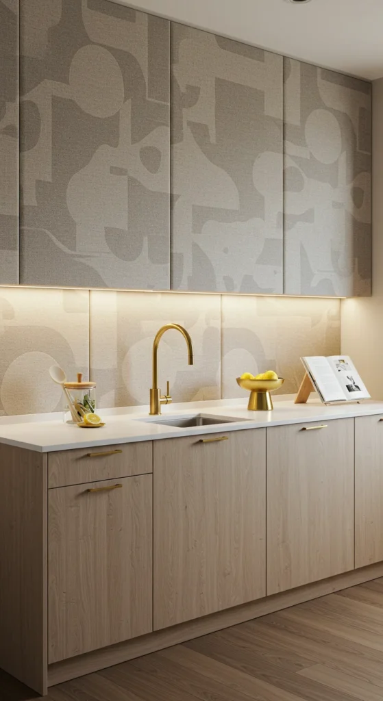 8 Kitchen Accent Wall Ideas Framed fabric panels used as an accent wall in kitchen