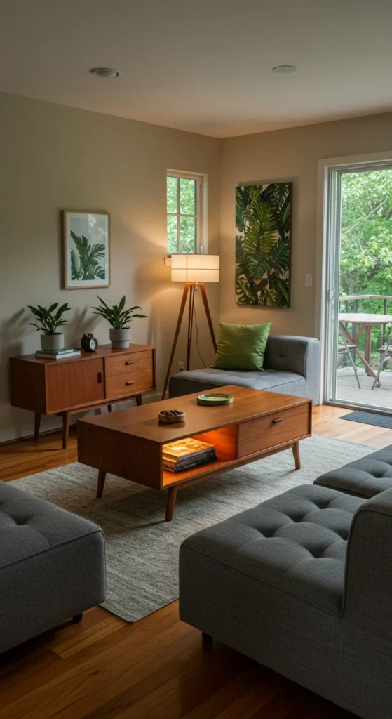 6 Mid Century Modern Living Room Design Tips For A Stylish Home Functional mid-century space with smart furniture and layout