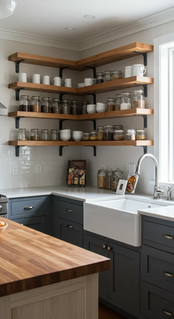 8 Galley Kitchen Design Ideas Galley kitchen with open shelving display