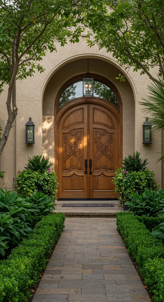 10 Double Door Entrance Ideas to Boost Your Home's Curb Appeal Grand Double Doors with Arched Tops