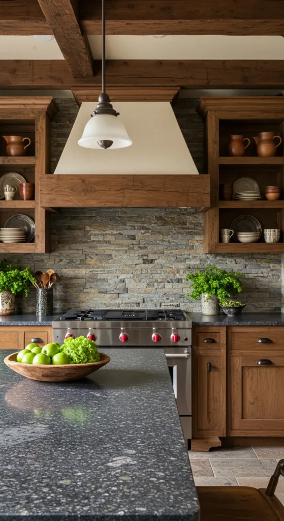 7 Rustic Kitchen Ideas for a Cozy, Timeless Look Granite counters and wood accents in rustic kitchen