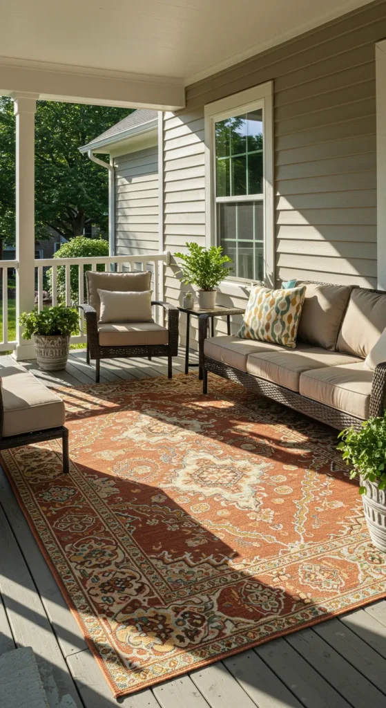 9 Small Front Porch Ideas Entrance Incorporate a Small Outdoor Rug