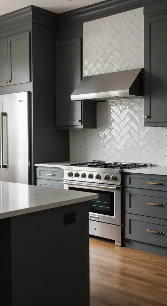 8 Kitchen Accent Wall Ideas Kitchen featuring a white herringbone tile accent wall