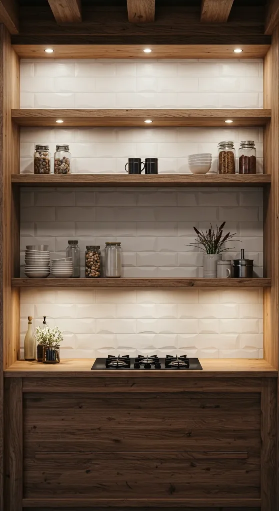 7 Trendy Kitchen Tile Ideas for a Stylish Update Kitchen wall with 3D textured white tiles adding depth