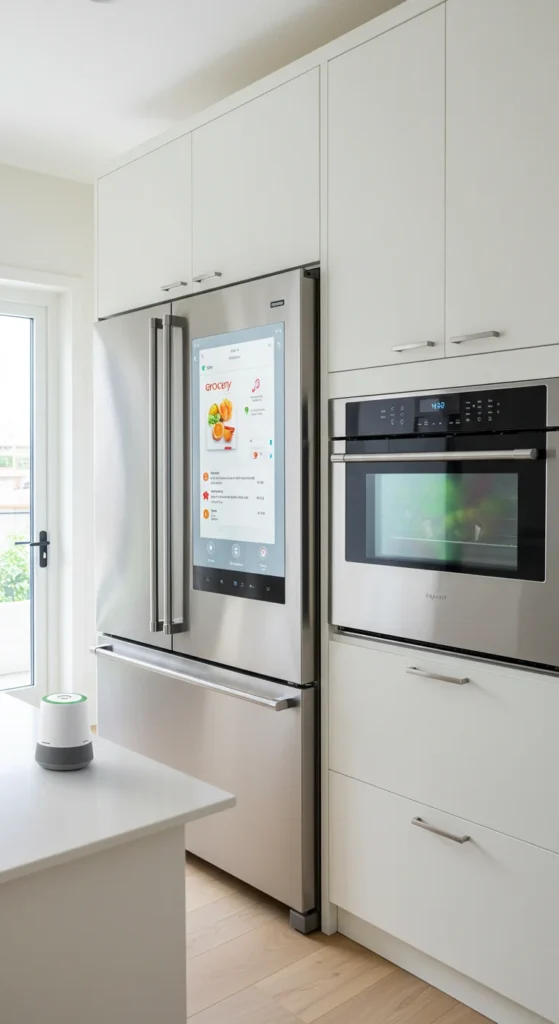 Kitchen with modern stainless smart appliances