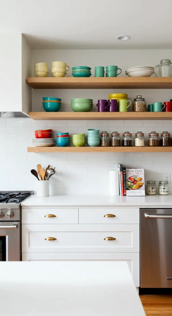 8 kitchen inspirations to Enhance Your Culinary Space Kitchen with open wooden shelves displaying dishes and jars