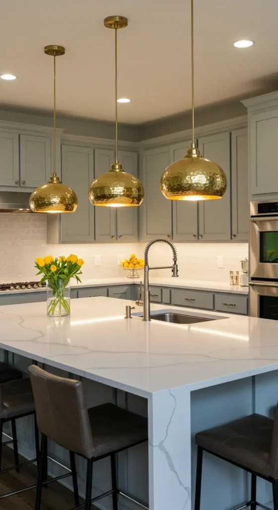 9 Kitchen Aesthetic Ideas That Will Instantly Transform Your Space Kitchen with statement pendant lights and island