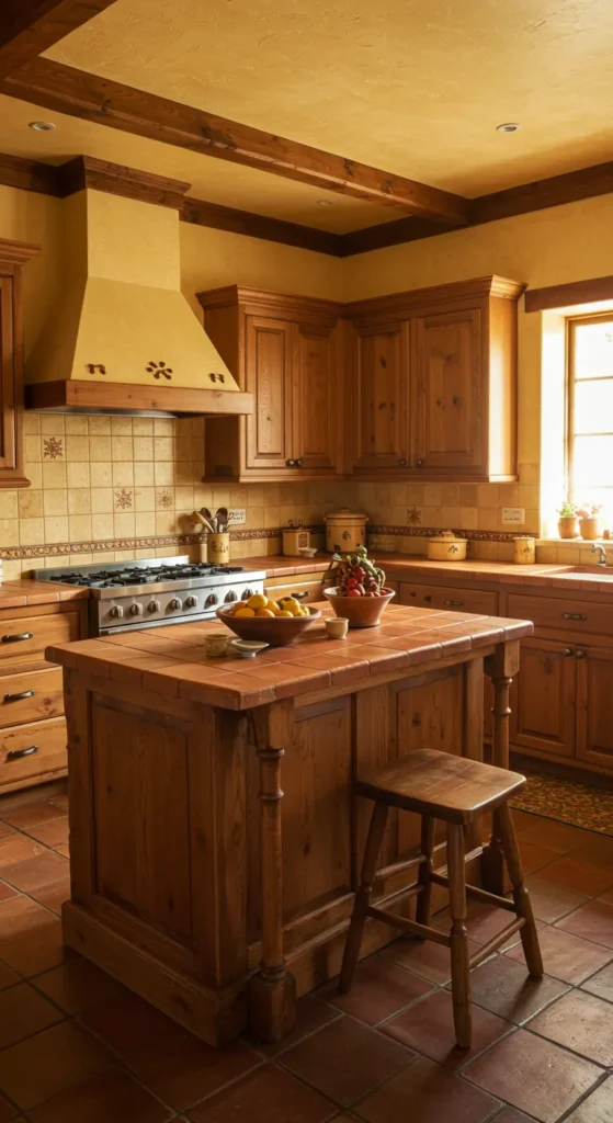 11 Cozy Kitchen Ideas to Warm Up Your Cooking Space Kitchen with warm yellow and terracotta tones