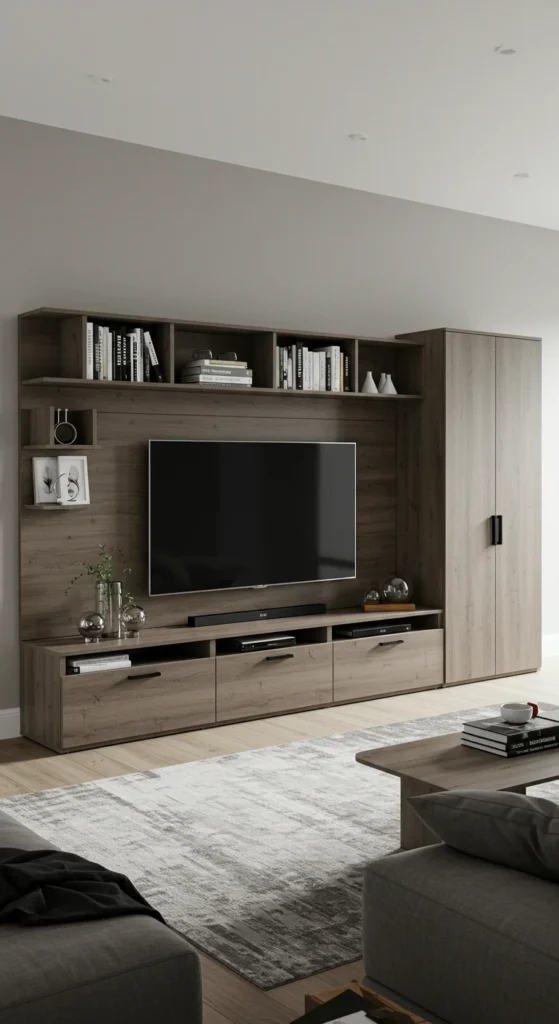 7 Stylish Living Room TV Wall Ideas You’ll Love Large entertainment center with TV and storage